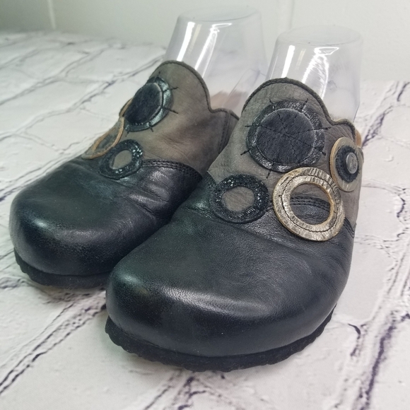 Think! Julia gray black leather cork comfort mules clog sandals - Picture 12 of 12